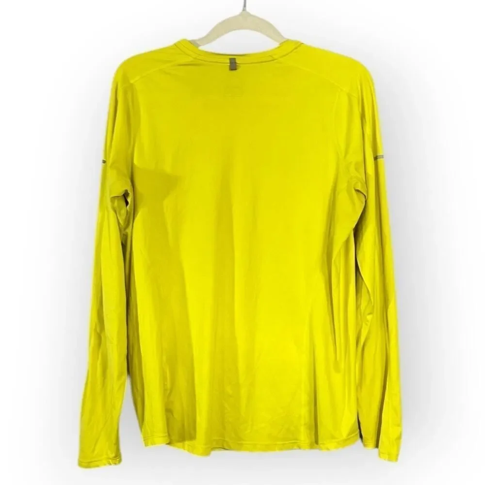 Nike Run Athletic T-Shirt Men's Size Large Yellow Long Sleeve V Neck Athleisure